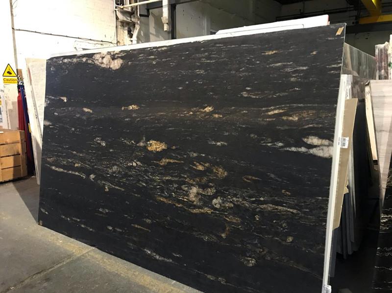 Honed Cosmic Black Granite Slabs for Project 2