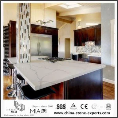 Bela Calacatta branco quartzo cozinha Worktops com baixo custo
