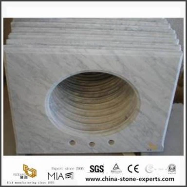 Top de vaidade de mármore branco Carrara linda para decoração de banho
