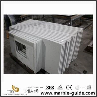China Artificial White Quartz Countertops Custo para Bath, Quartos de hotel