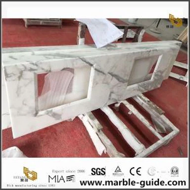 Parte superior da vaidade do mármore de Calacatta da casa pré-fabricada