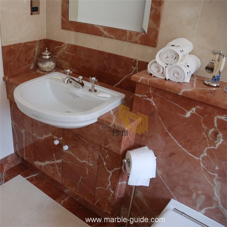 Bancada de banheiro em mármore vermelho Rojo Alicante